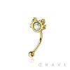 CZ KITTY CAT 316L SURGICAL STEEL CURVED BARBELL/EYEBROW